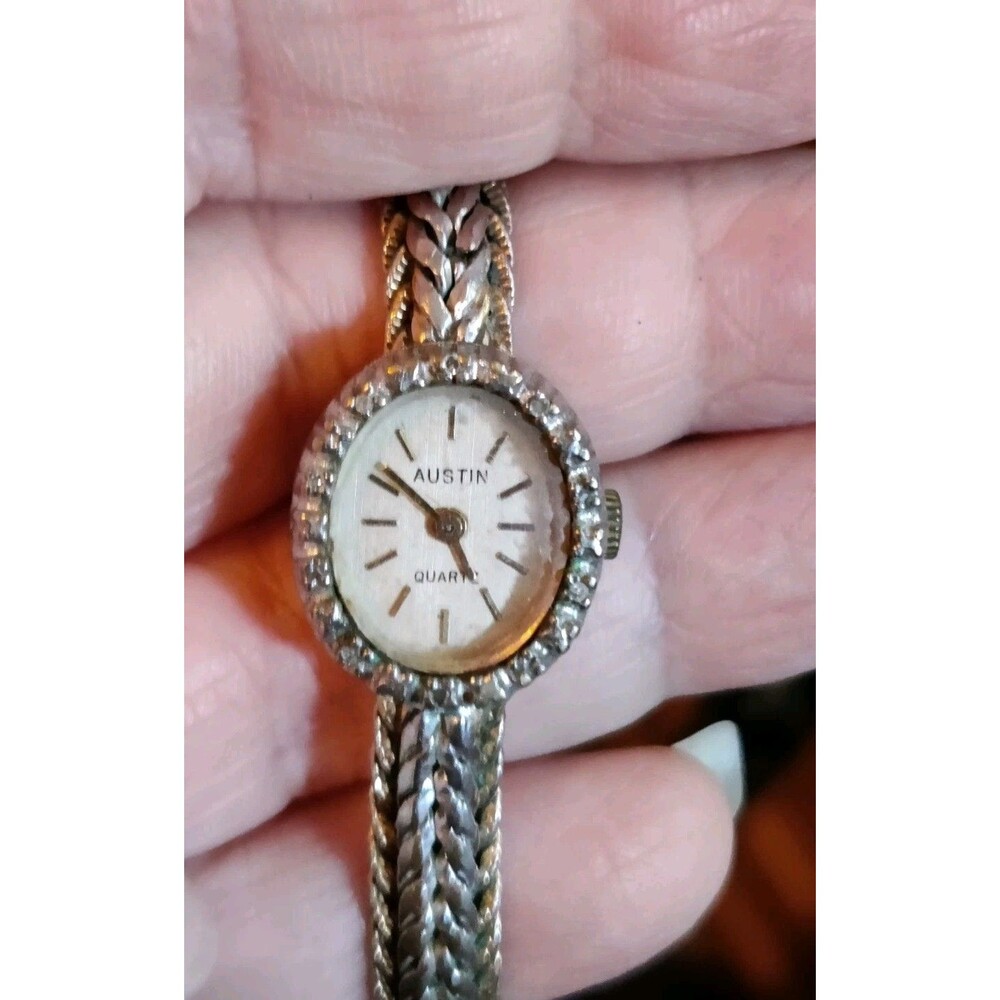 Vintage Austin Silver & Gold Tone Watch Ladies Untested Needs Battery